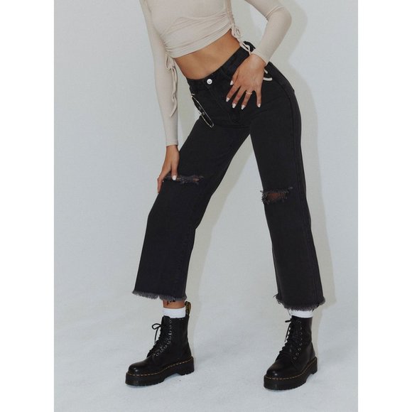 Princess Polly Cece Hammer Black Jeans Sz 2 - Picture 7 of 10